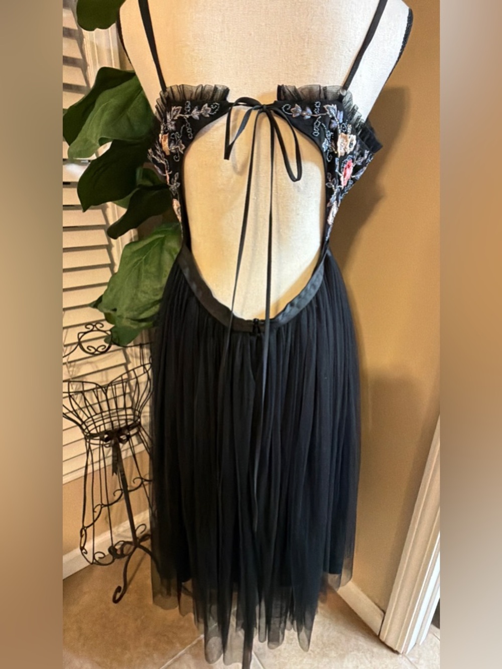 Needle & Thread Black Strapless Floral Embroidered Tulle Dress - Picture 2 of 10